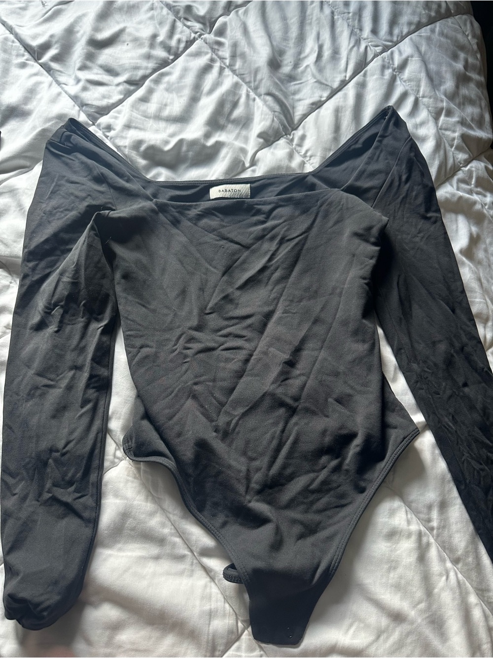 Aritzia Black Off-Shoulder Long Sleeve Bodysuit